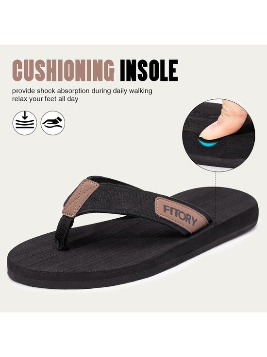 Men\'s Black Flat Thongs Solid Comfort Split Toe Rubber Flip Flop Slipper Shoes main image 5